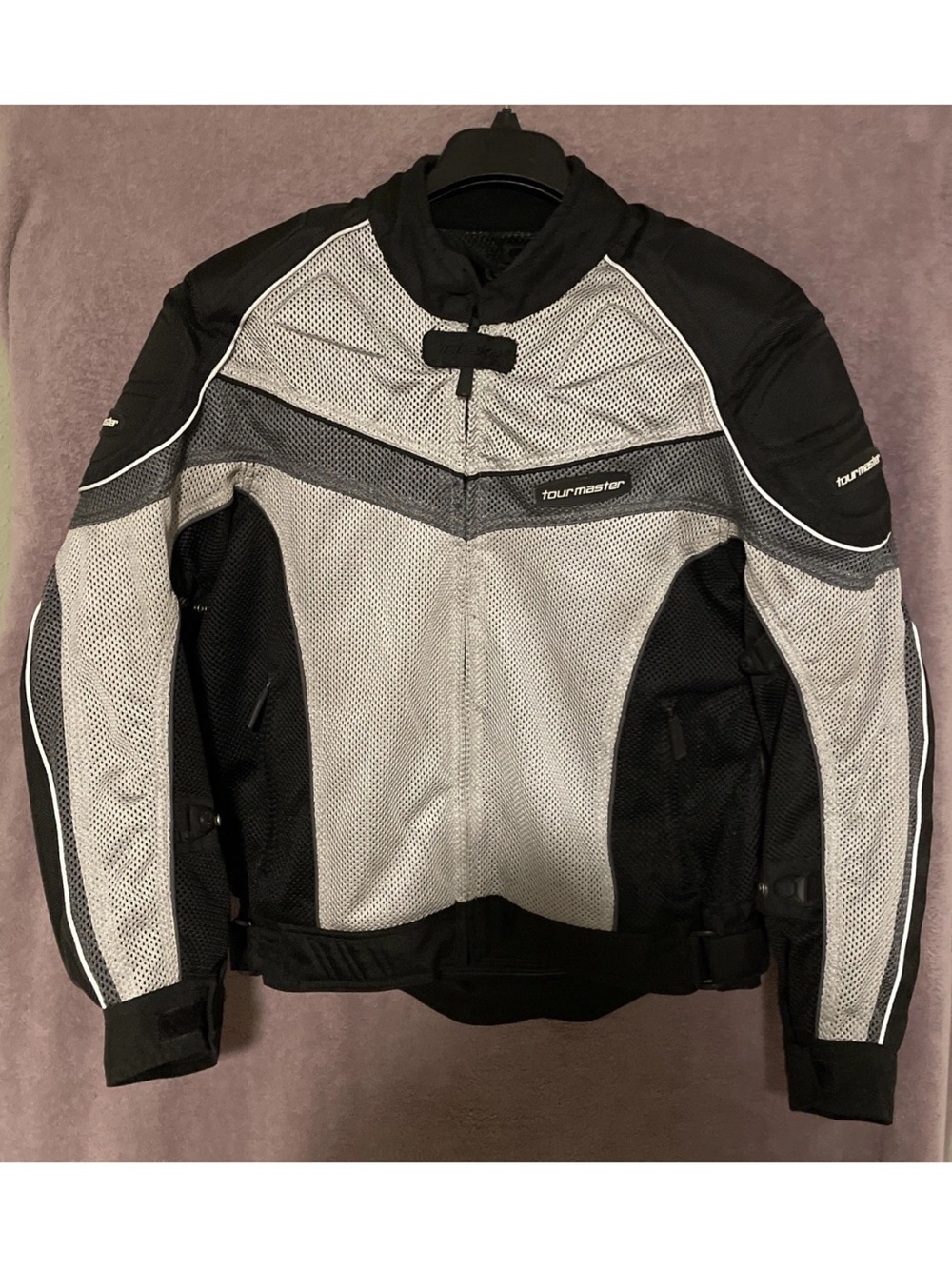 Tourmaster Intake Air Mesh Motorcycle Jacket Black Silver Padded Mens XL
